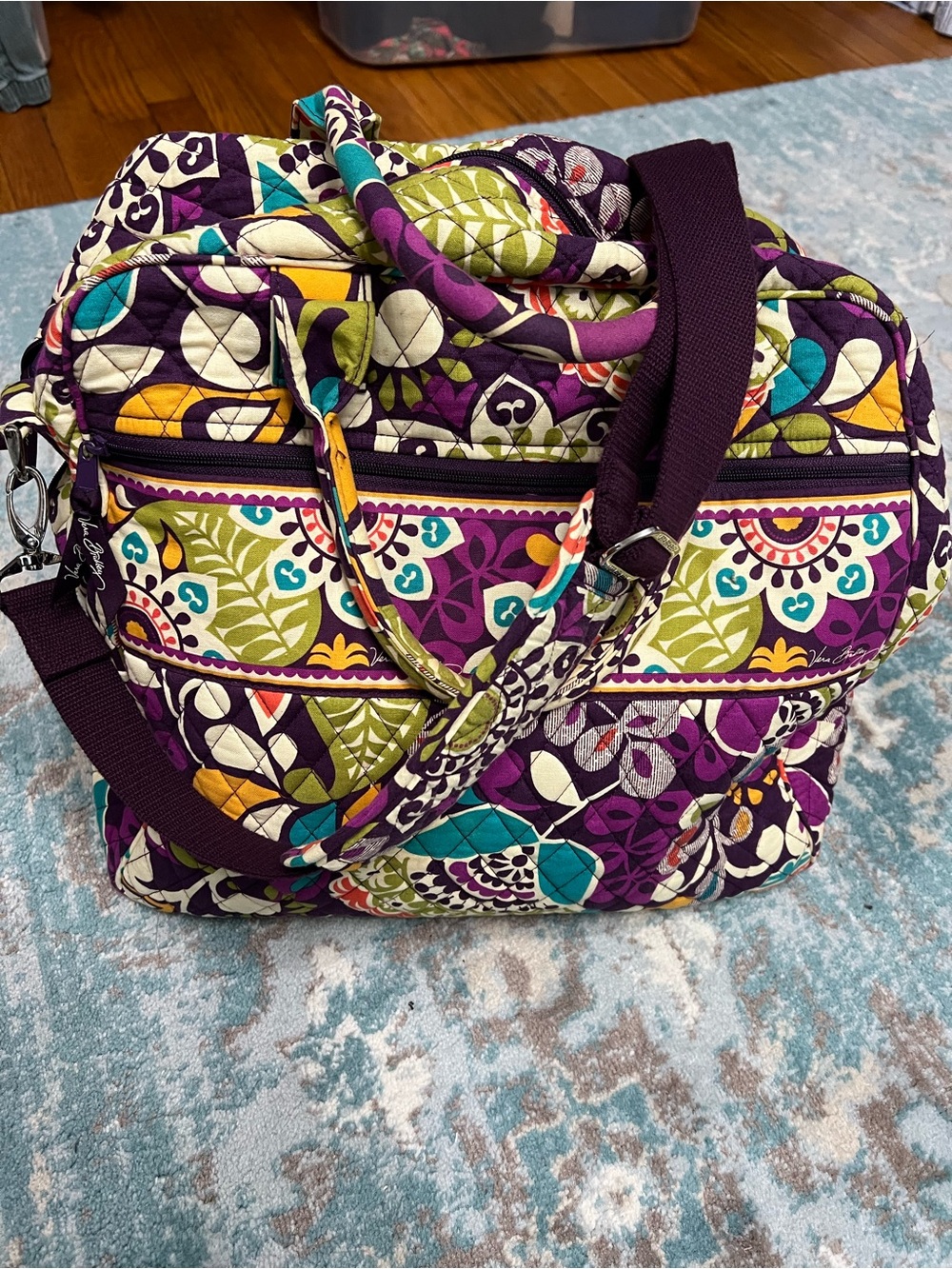 Vera Bradley Purple Multi-Color Quilted Travel Shoulder Bag
